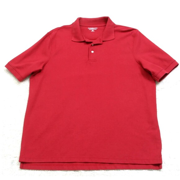 Croft & Barrow Polo Shirt Red Easy Care Short Sleeve Button Collar Preppy - Picture 1 of 12